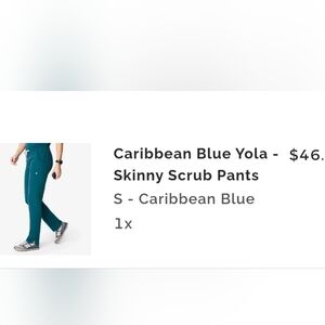 Caribbean Blue Yola - Skinny Scrub Pants S - Caribbean Blue